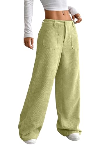SAKHWALA Women Corduroy Wide Leg Trousers | Stylish High Waist Pants with Front Patch Pockets | Winter Wear Casual Bottoms for Girls & Ladies