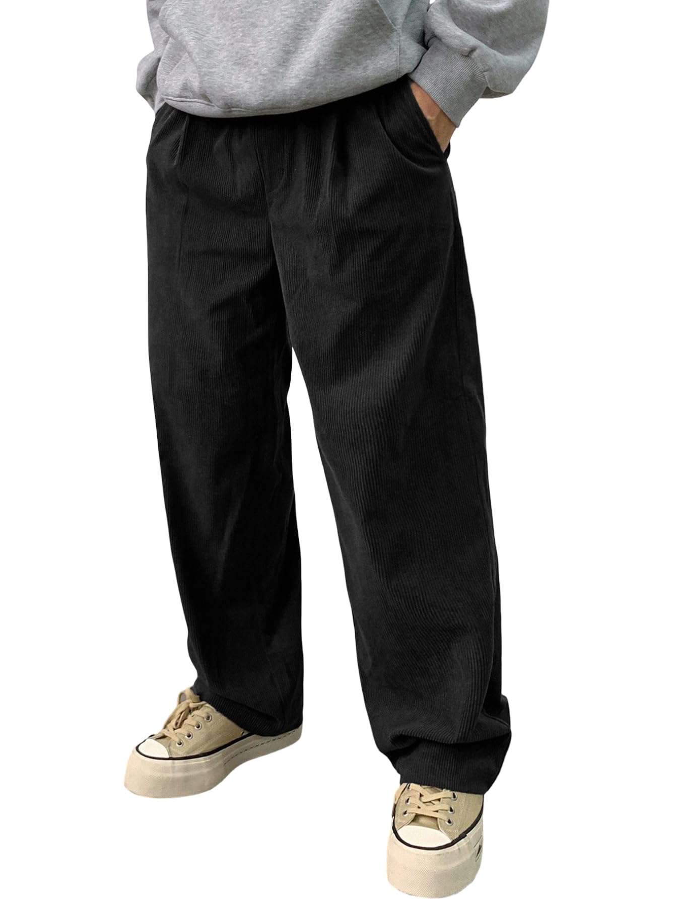 SAKHWALA Men's Relaxed Fit Velvet Corduroy Trousers | Straight Fit Pants for Men | Adjustable Drawstring | Stylish Comfortable Pant for Causal & Formal Wear